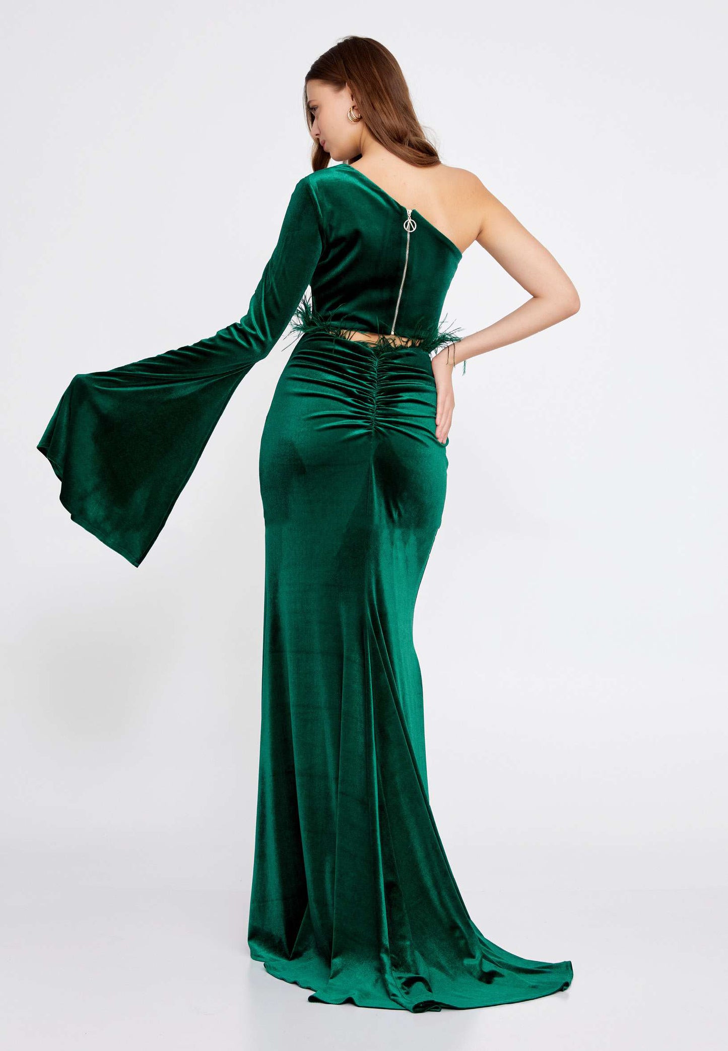 valencia formal off the shoulder wrap dress Women's Pleated Golden Maxi Dress | Vixen Collection